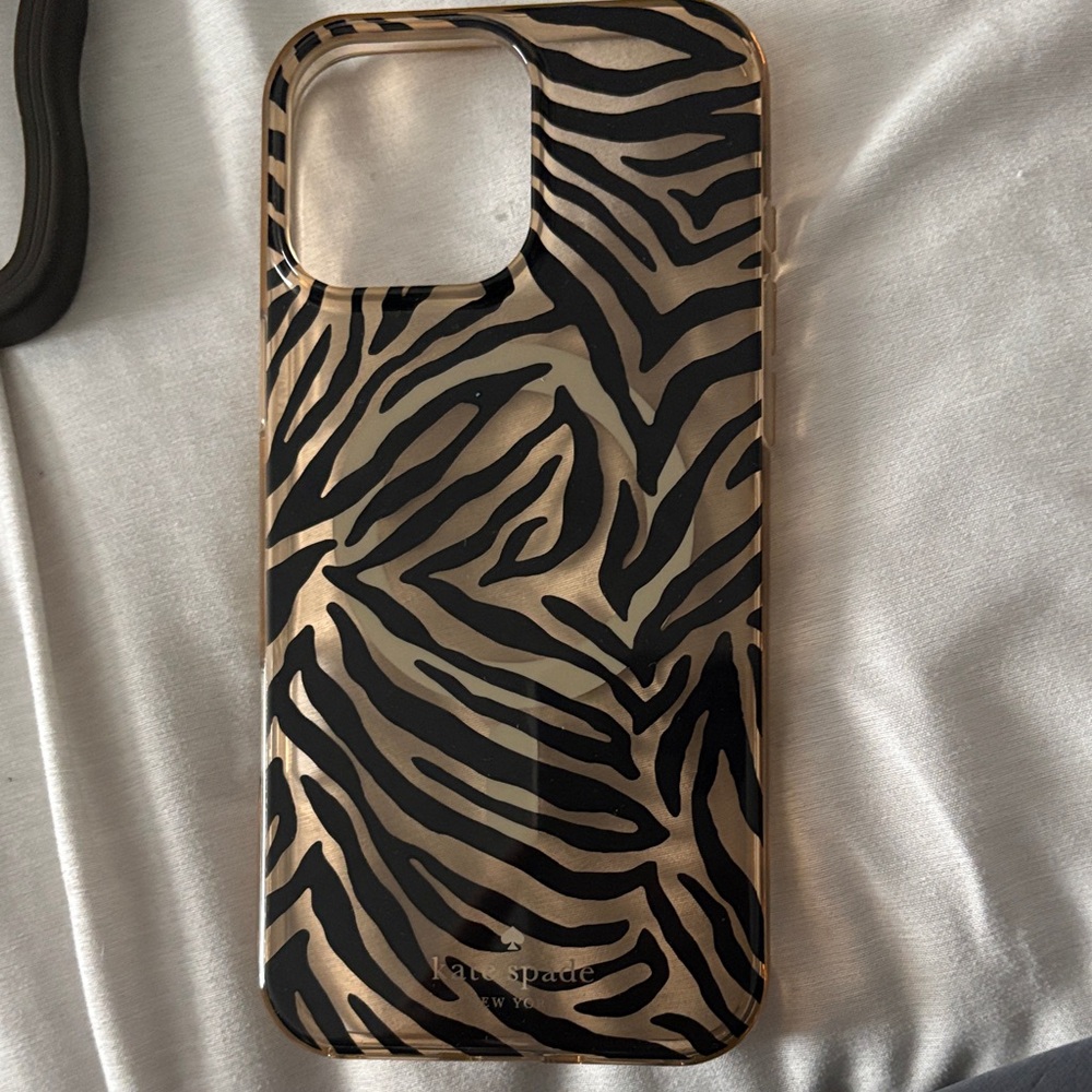 Kate Spade Zebra Pattern Phone Case in Black and Gold